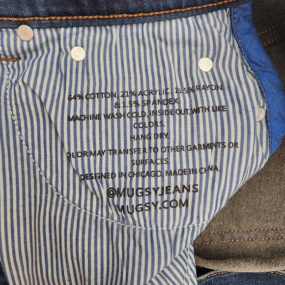 Mugsy Woodys Jeans Mens 35x30 Straight Fit Blue Medium Wash Denim Pants Stretch - Picture 6 of 11